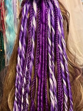 Purple & White Synthetic Braided Hair Extensions - Women Hair Wigs & Extensions
